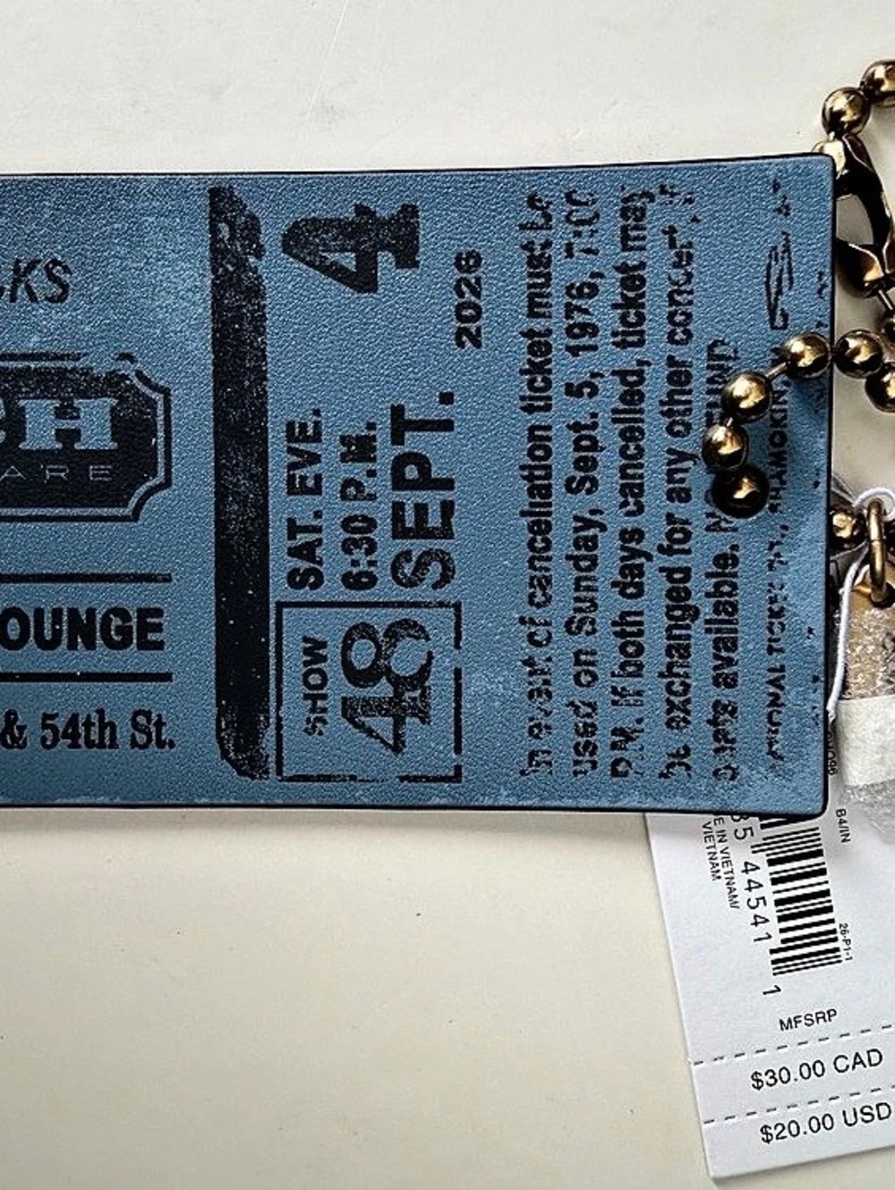 NWT Coach Turnlock Ticket Bag Charm in Indigo